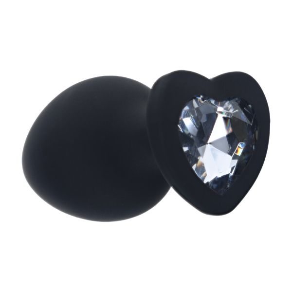Ouch! Gem Heart Silicone Anaalplug Large Zwart