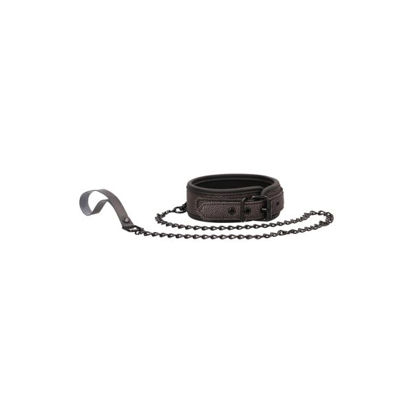 Ouch! Titanium Grijs Collar en Riem Set