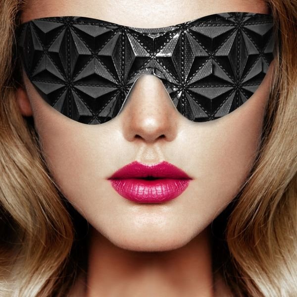 Ouch! Diamant-patroon oogmasker kunstleer zwart