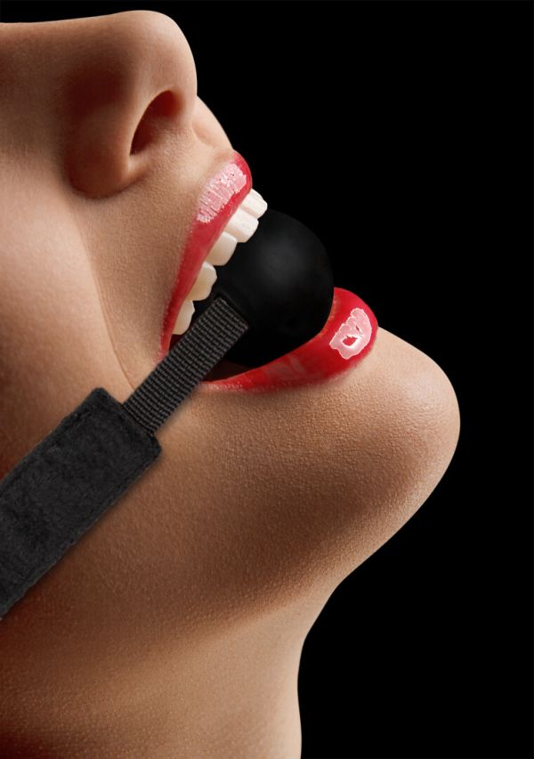 Ouch! zwart siliconen mondknevel met velcro