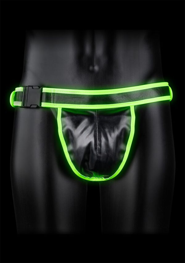 Ouch! glow jockstrap met gesp detail, glow in het donker