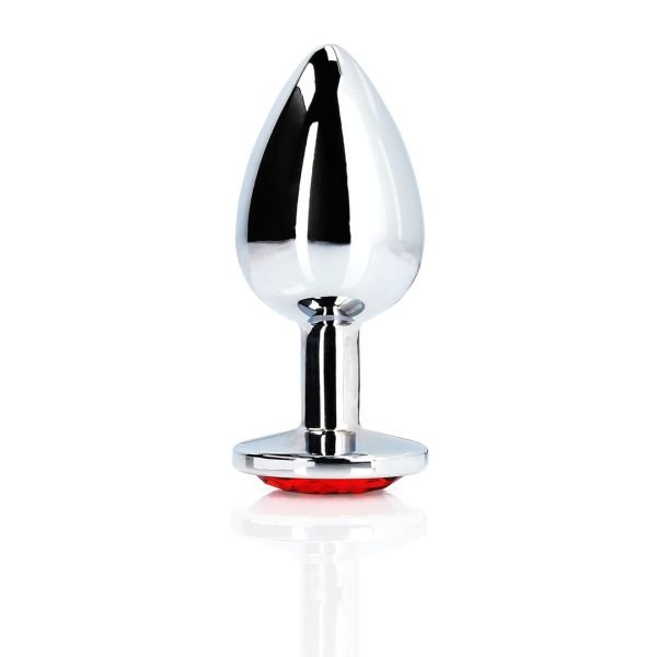Ouch! Gepolijste Zilveren Buttplug met Robijn Juweel