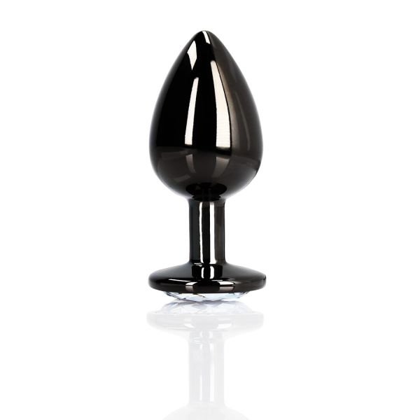 Ouch! Rond Edelsteen Metalen Plug Groot Gunmetal