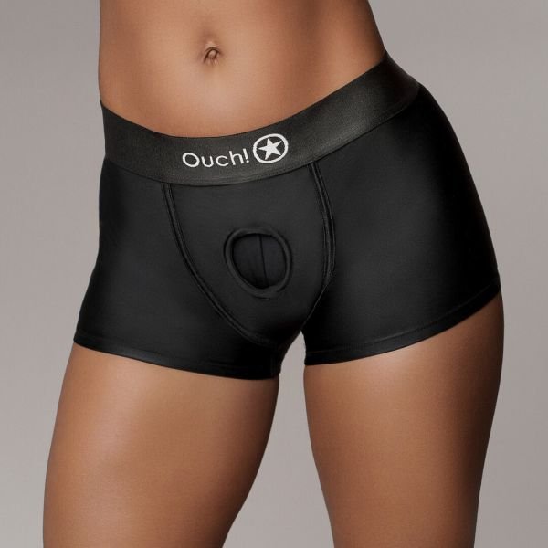 Ouch! Vibrerende Strap-On Boxer Oplaadbaar Zwart