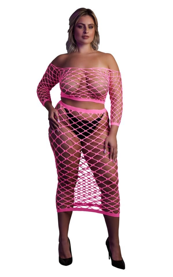 Ouch! Off-Shoulder Lange-Mouw Cropped en Rock