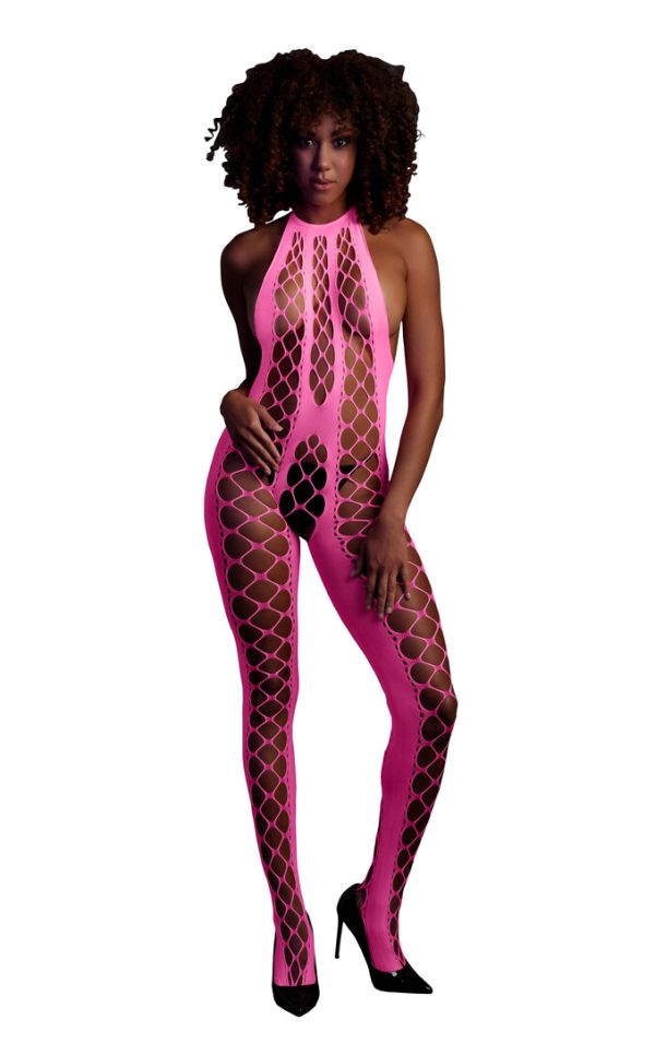 Ouch! Halterneck Bodystocking UV-Geactiveerd