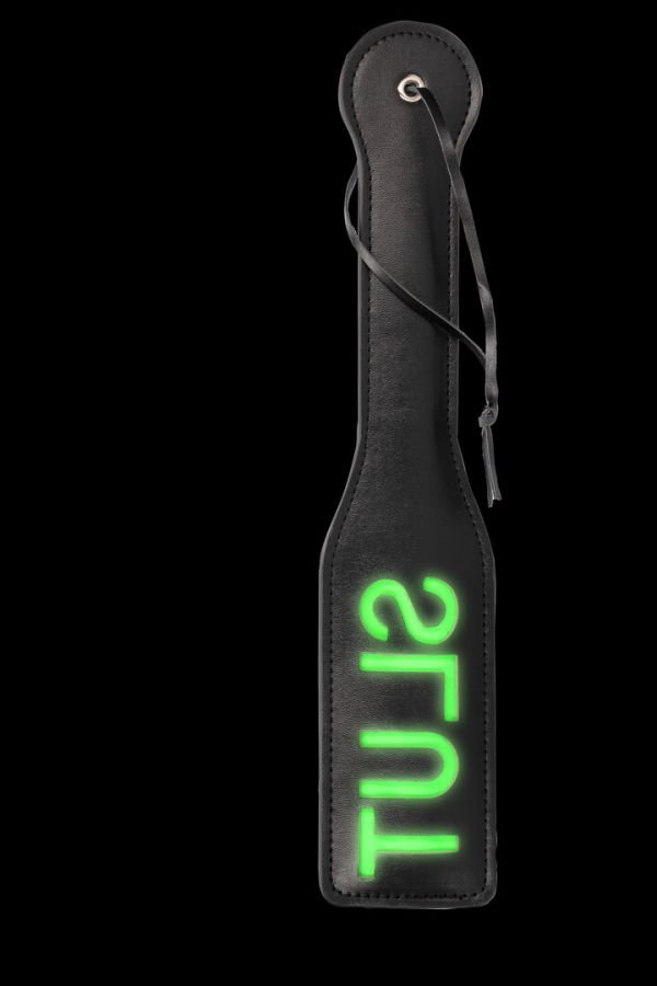 Ouch! SLUT Glow Paddle, Neon Groen Randje