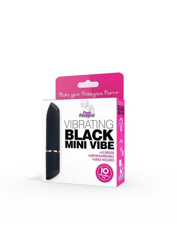 Pink Pussycat Mini Vibrator Lipstick Formed Zwart