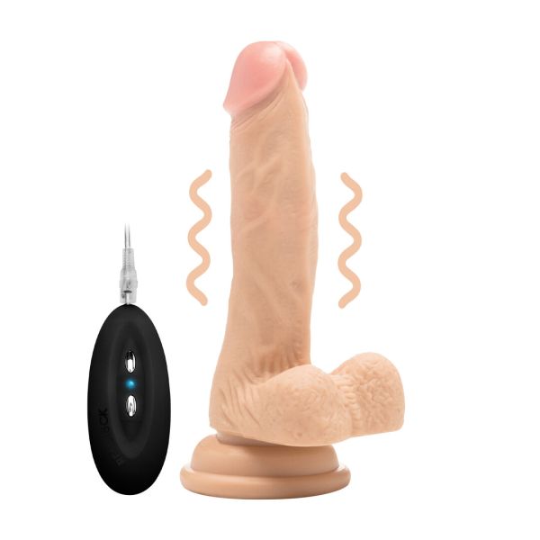 RealRock Vibrator with Realistic Scrotum and Head Detail, 18 cm