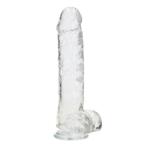 RealRock Transparante Gebogen Dildo Ballen 25cm