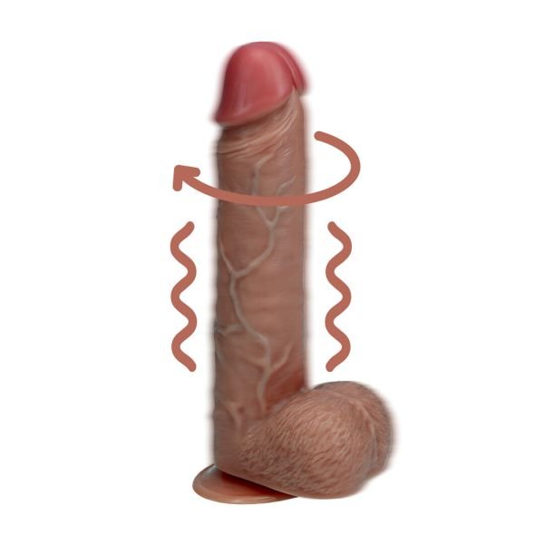 RealRock Straight Vibrator with Sculpted Glans and Balls, 20 cm