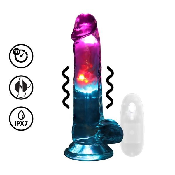 RealRock 18 cm Transparent LED Dildo with Base Balls