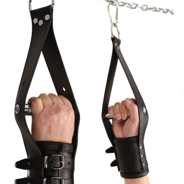 Red Leather Deluxe ophanging handboeien, uitgerust