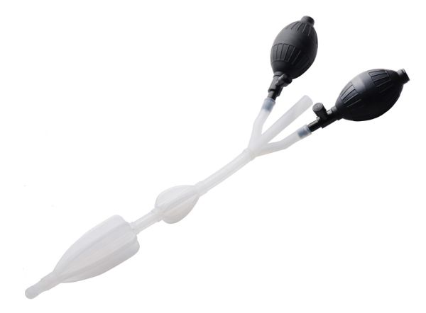 XR Brands siliconen anaalkatheter met twee pompjes