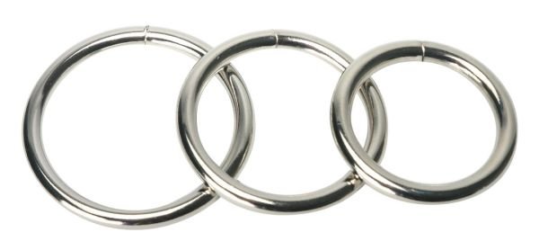 XR Brands Trine Stalen Cockring Set Drie Maten