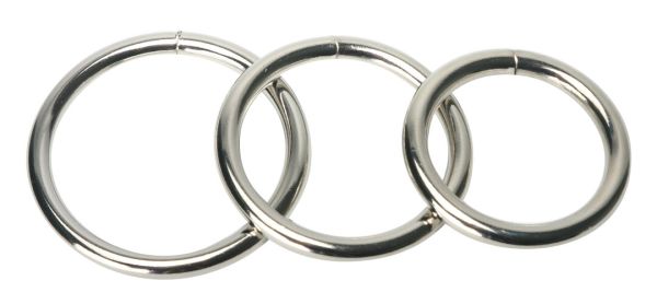 XR Brands Trine Stalen Cockring Set Drie Maten