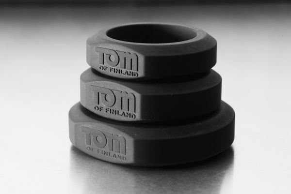 XR Brands Drie-Delige Siliconen Ring Set, Grijs