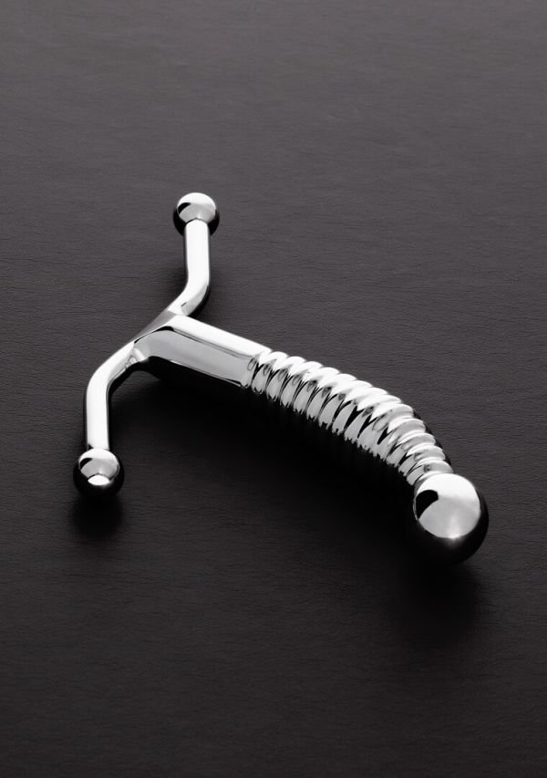 Steel Geribbelde P-Spot Stimulator Textuur
