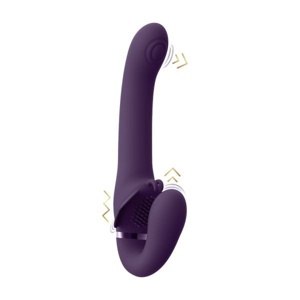 VIVE Satu Pulse-Wave Vibrerende Strapless Strap-On Paars Drie Motoren