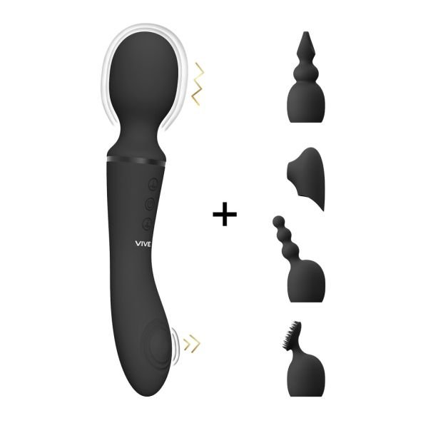 VIVE Nami Pulsegolf Dubbele Motor Massagestaf Zwart